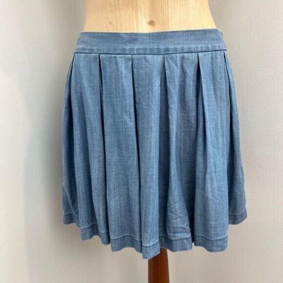 American Eagle AE Women's Size 2 Blue Flowing Above Knee Mini Skirt Shambray Y2K - Picture 1 of 12